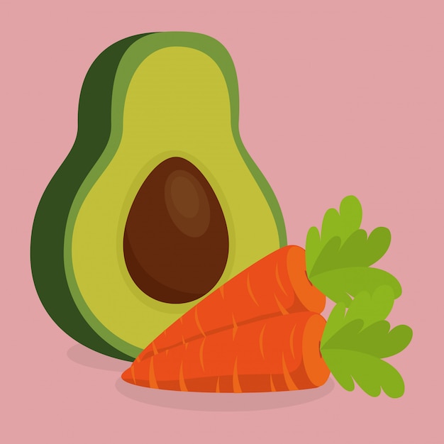 vegetales frescos de zanahoria y aguacate