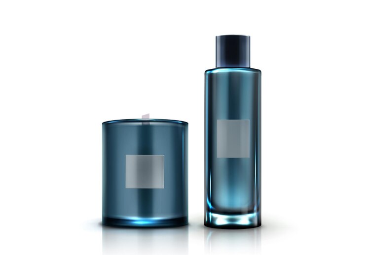 Vector gratuito vela cilíndrica aromática y perfume en botella