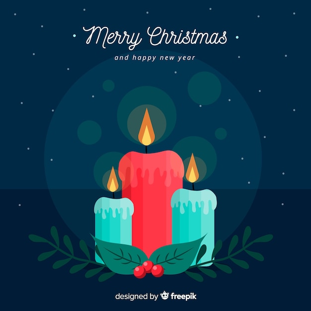 Velas adorables de navidad con diseño plano
