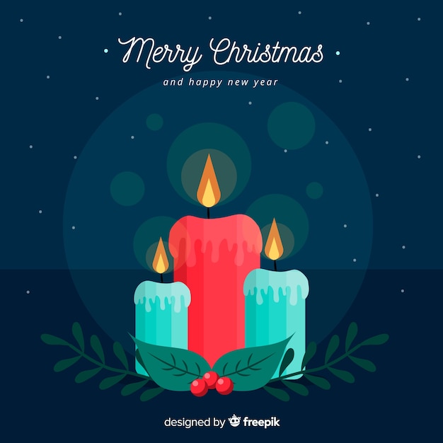 Vector gratuito velas adorables de navidad con diseño plano