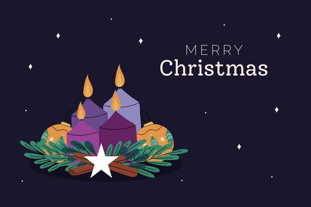 Velas de adviento moradas dibujadas a mano ilustradas