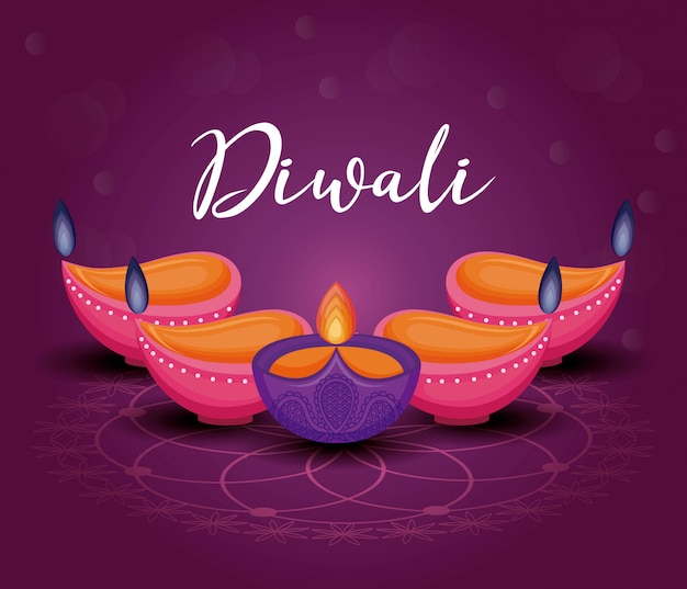 Vector gratuito velas diwali festival