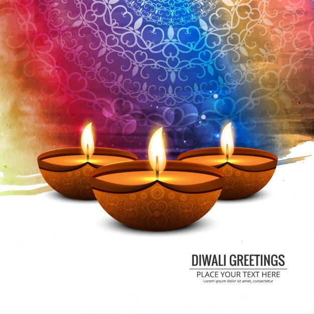Velas para diwali sobre un colorido fondo abstracto