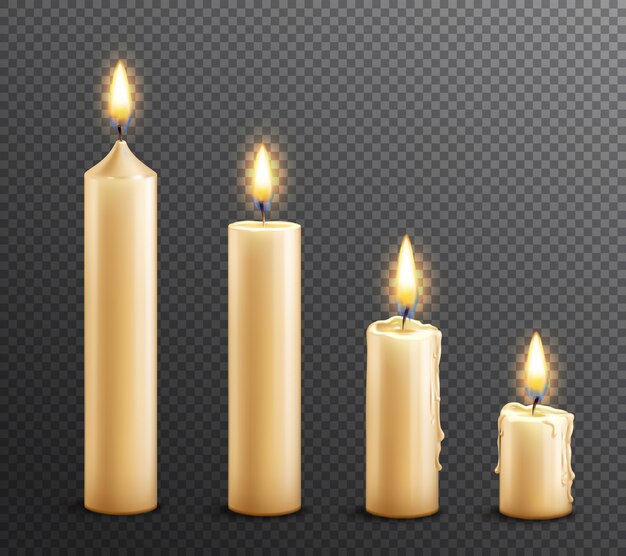Velas encendidas Fondo transparente realista