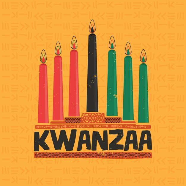 Velas y kwanzaa de diseño plano.