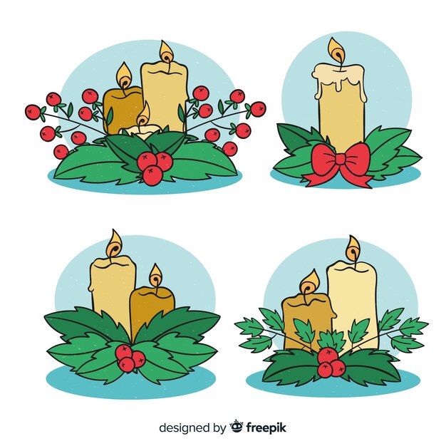 Velas navidad dibujadas a mano