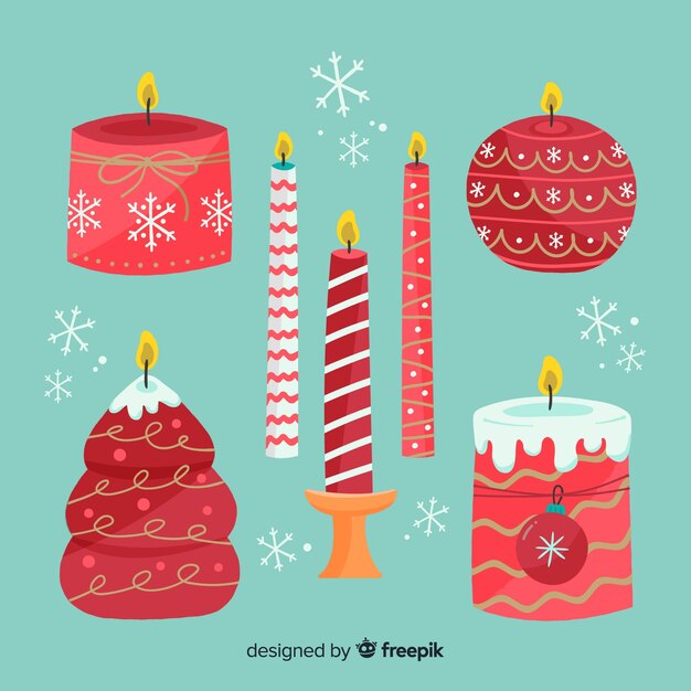 Velas navidad encendidas dibujadas a mano