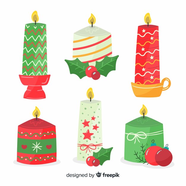 Velas navidad encendidas dibujadas a mano