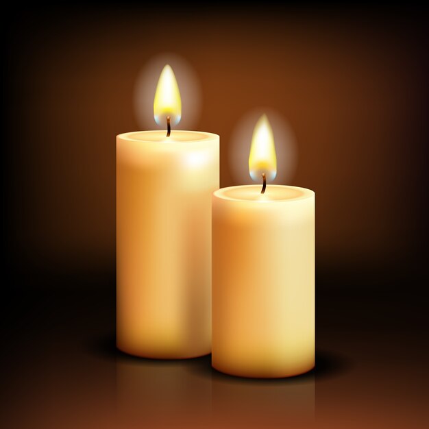 Velas realistas en la oscuridad