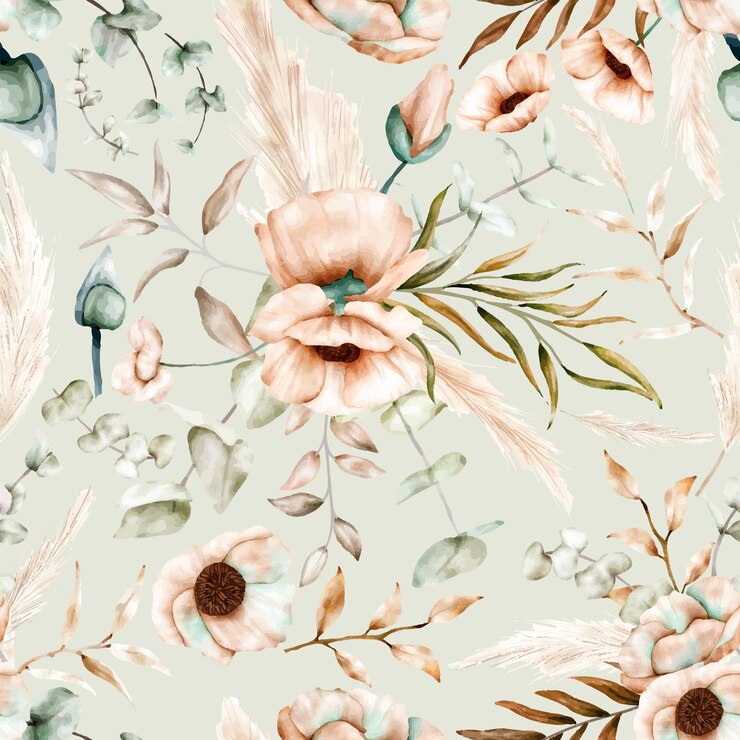 vendimia, seamless, patrón, floral