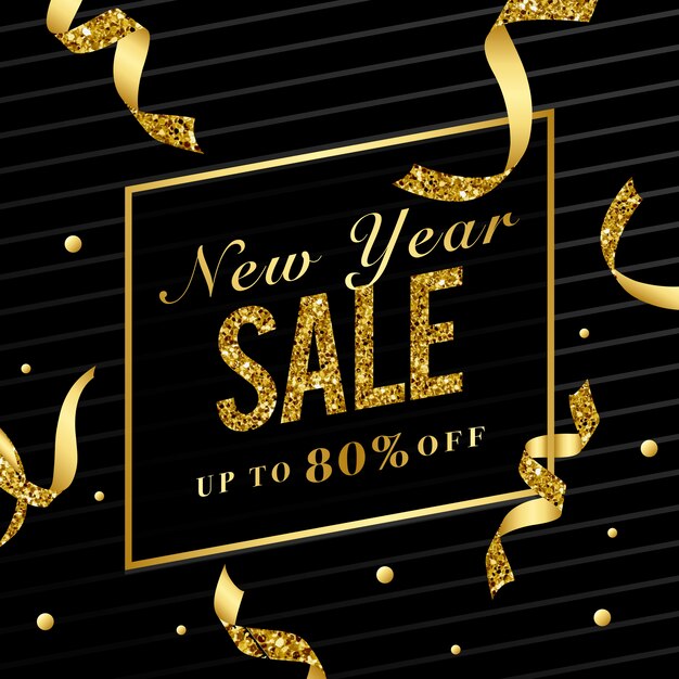 Venta de año nuevo 80% de descuento vector de señal