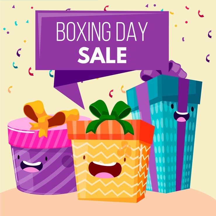 Vector gratuito venta de boxing day de diseño plano