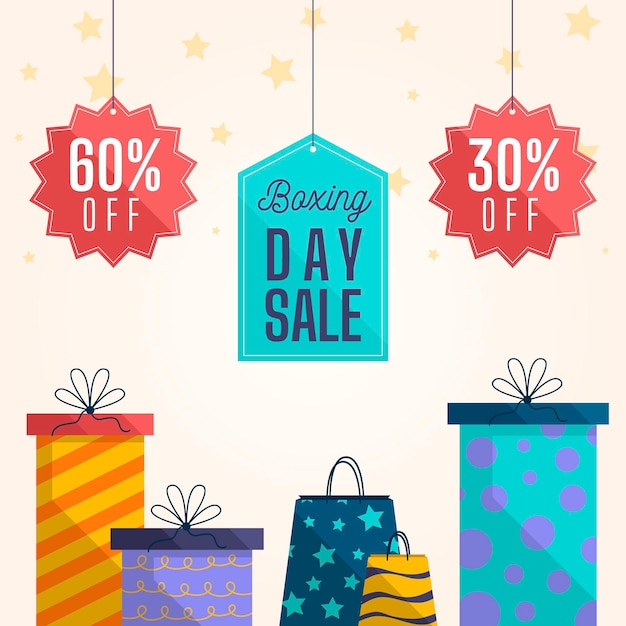 Vector gratuito venta de boxing day de diseño plano