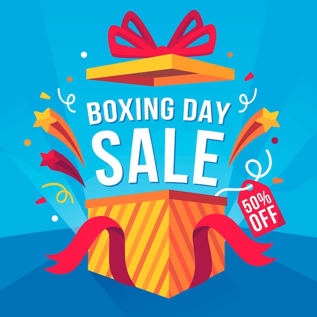 Vector gratuito venta de boxing day de diseño plano