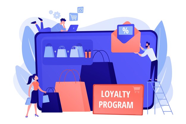 Venta de compras. Oferta de descuento. Programa de fidelidad. Marketing de atracción de clientes