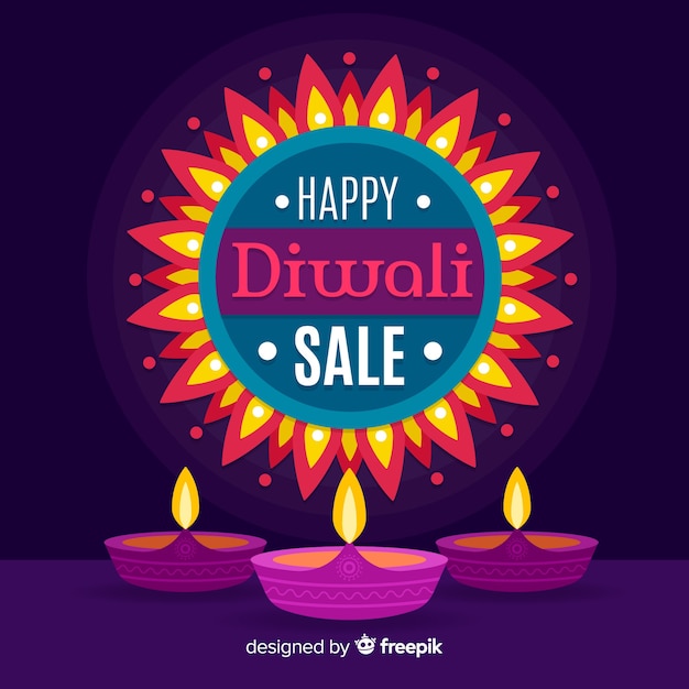 Venta de diwali colorido en diseño plano