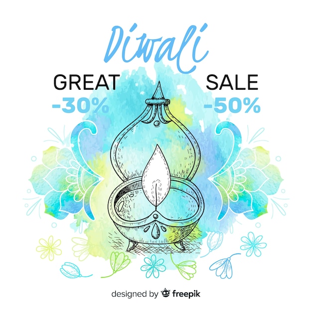 Venta de diwali dibujada a mano con excelentes ofertas