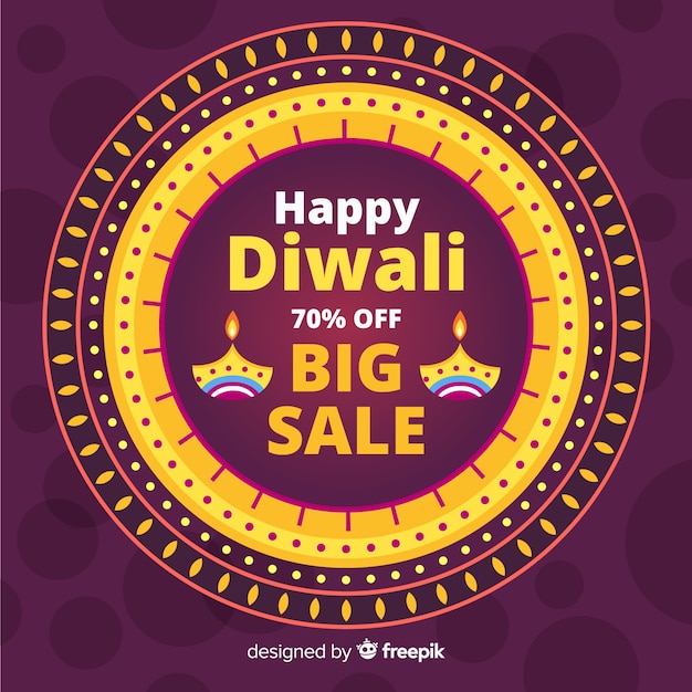 Venta de diwali de diseño plano con descuento