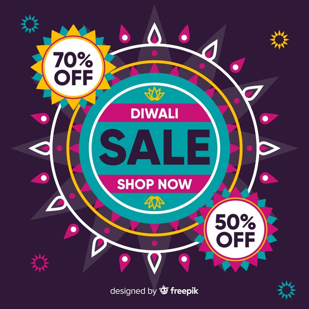 Venta de diwali en diseño plano