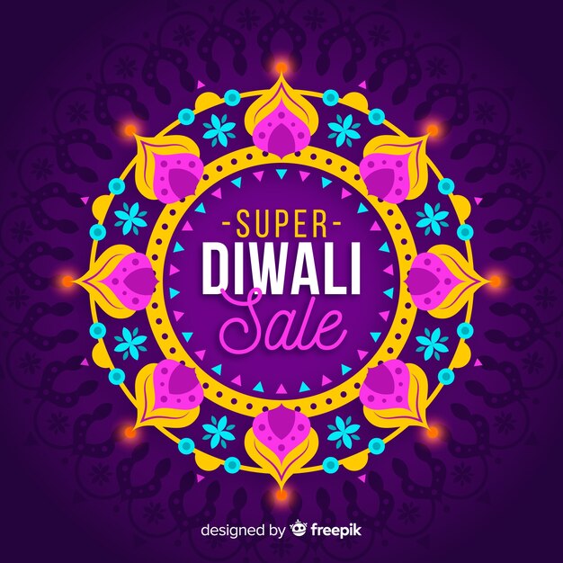 Venta de diwali plano con decoraciones