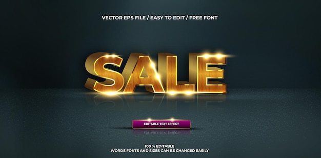 Vector gratuito venta de efecto de texto editable de lujo estilo de texto 3d