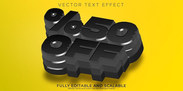 Venta de efecto de texto editable, oferta 3d y estilo de fuente de descuento