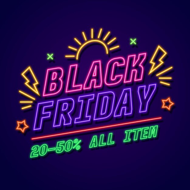 Venta de eventos de viernes negro en estilo neón