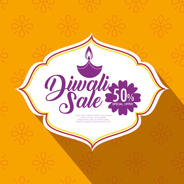 Venta feliz diwali con vela