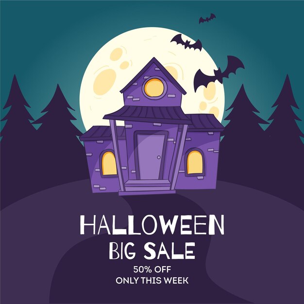 Venta de halloween dibujado a mano