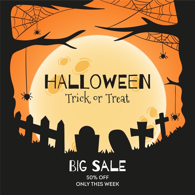 Venta de halloween dibujado a mano