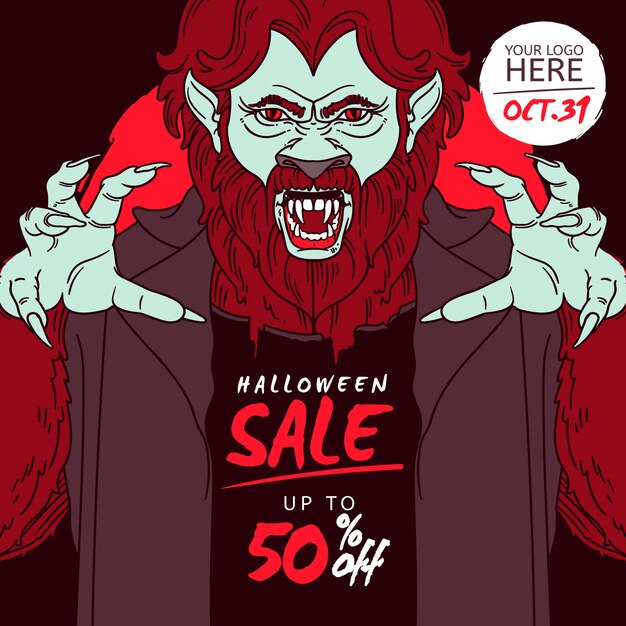 Vector gratuito venta de halloween dibujado a mano