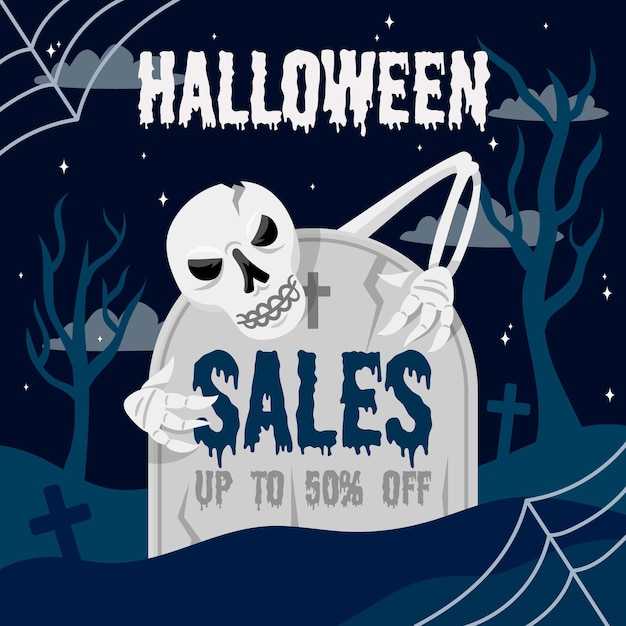 Venta de halloween de diseño plano