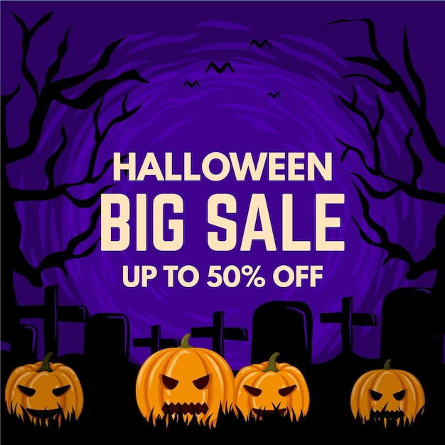 Vector gratuito venta de halloween de diseño plano