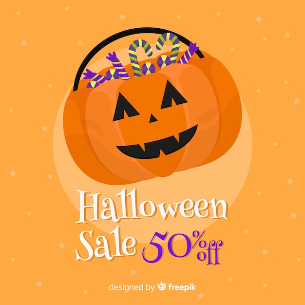 Vector gratuito venta de halloween plana naranja