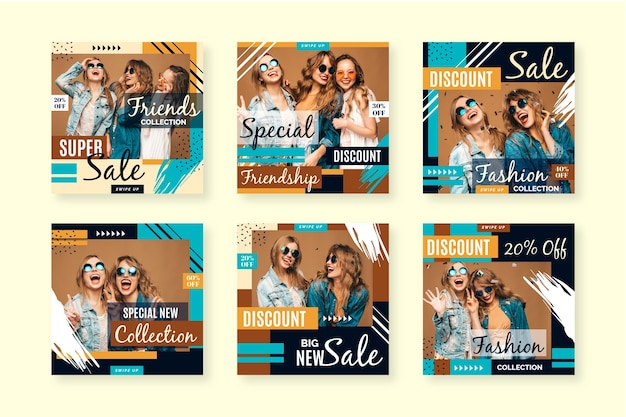 Vector gratuito venta instagram post collection