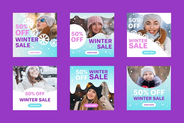 Vector gratuito venta de invierno instagram post collection