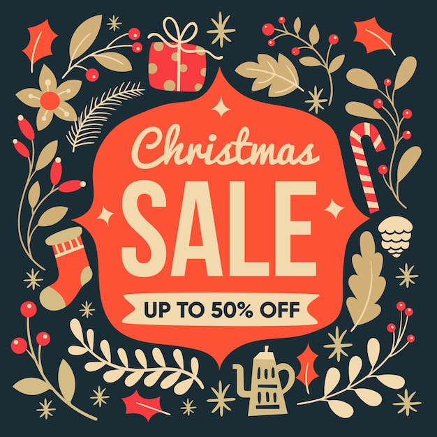 Venta media Navidad en diseño plano