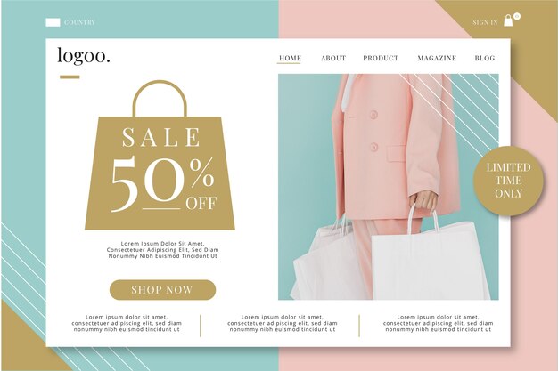 Venta de moda - página de inicio
