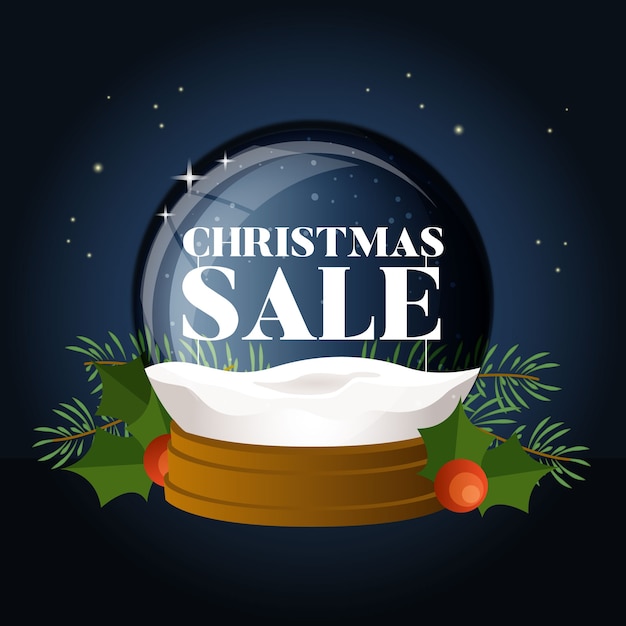 Vector gratuito venta de navidad de diseño plano con globo