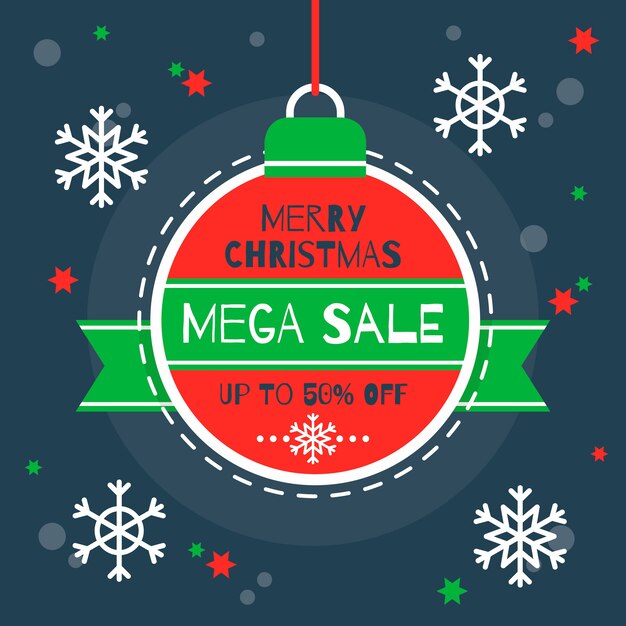 Venta de navidad en diseño plano