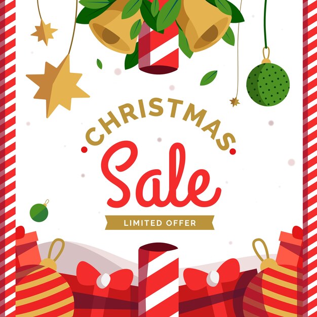 Venta de navidad en diseño plano