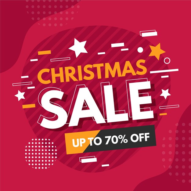 Venta de navidad en diseño plano