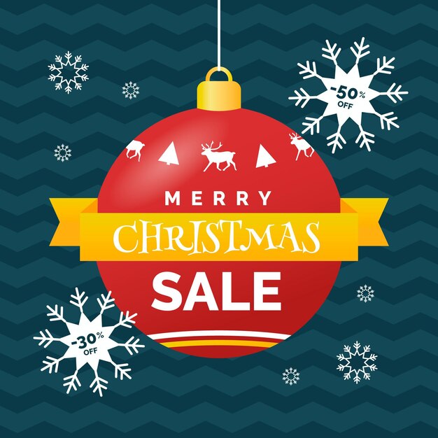 Venta de navidad en diseño plano