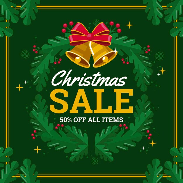 Venta de navidad en diseño plano