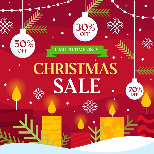 Venta de navidad en diseño plano