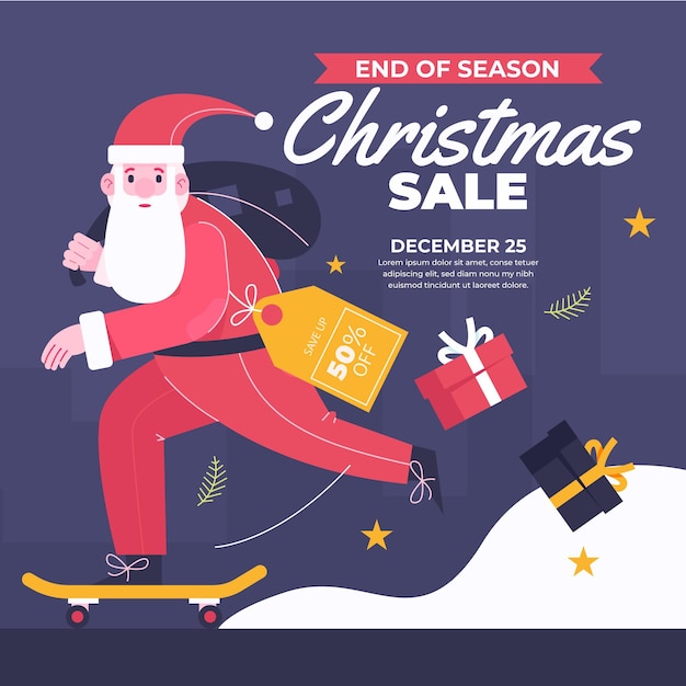 Vector gratuito venta de navidad de diseño plano