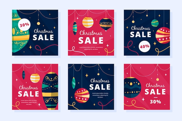 Vector gratuito venta de navidad instagram post collection