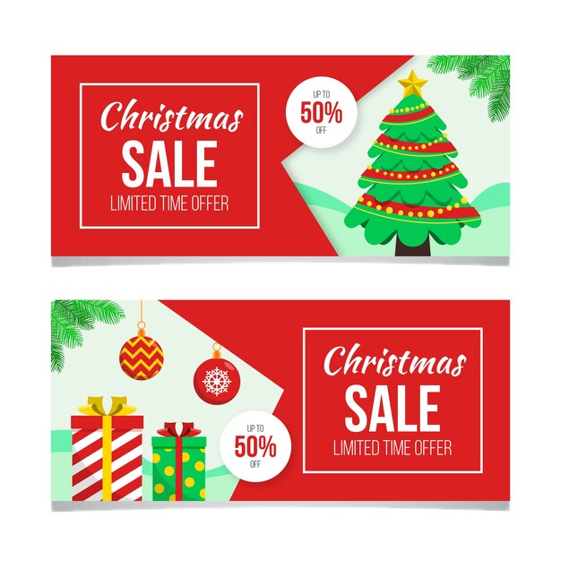 Venta de Navidad pancartas en diseño plano