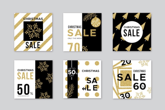 Venta de navidad pancartas en diseño plano