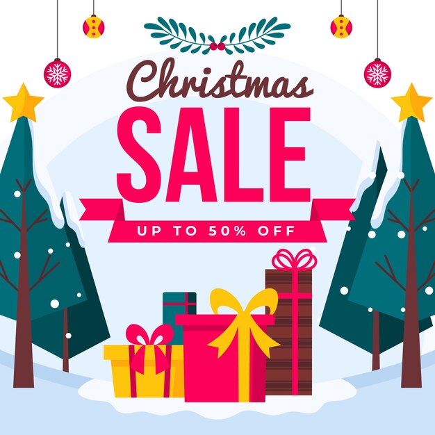 Venta de Navidad plana tradición